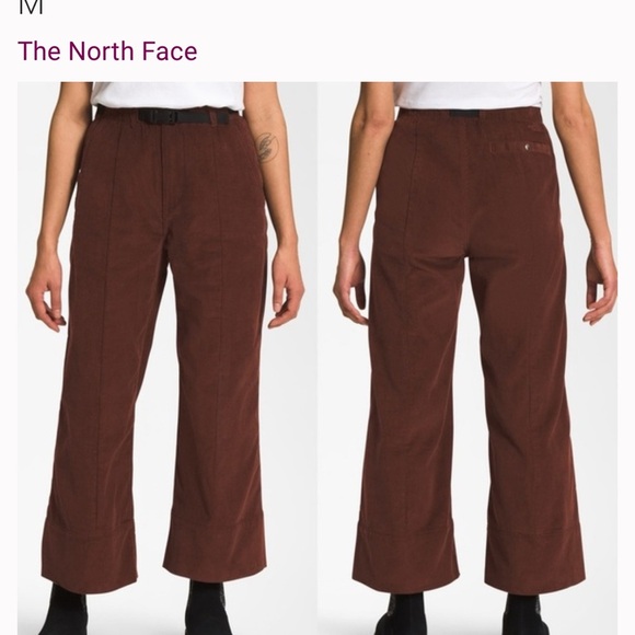 NEW North Face women corduroy, easy pants, dark oak size XL wide leg cropped - Picture 1 of 13